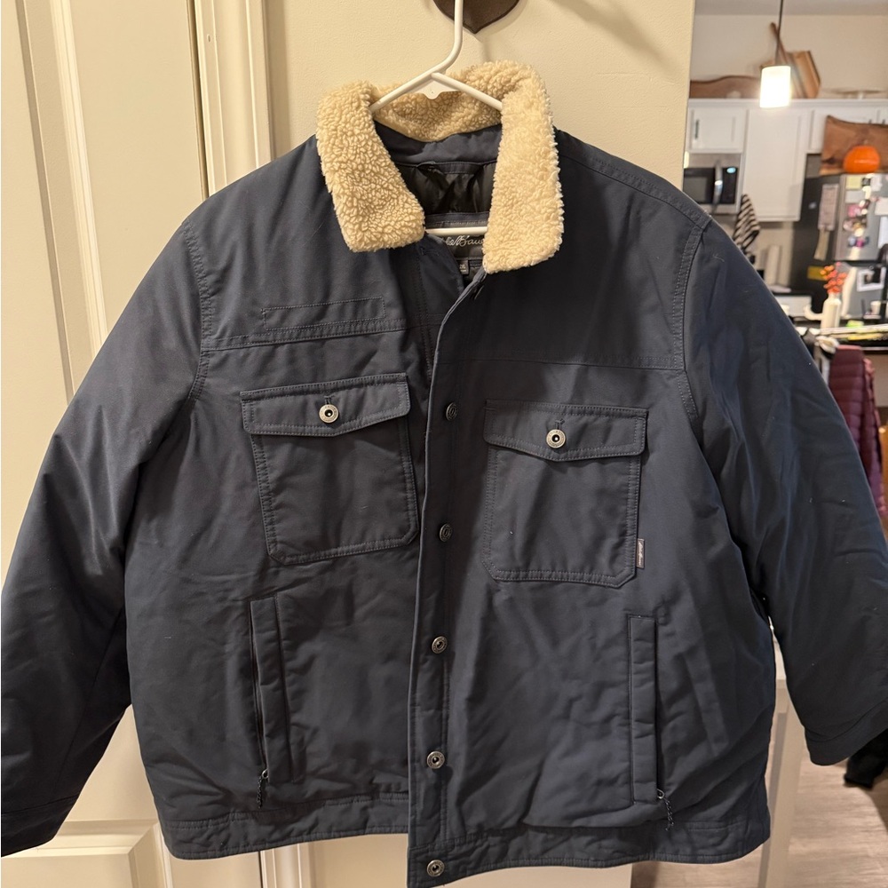 Eddie Bauer Dark Blue Jacket with Shearling Collar